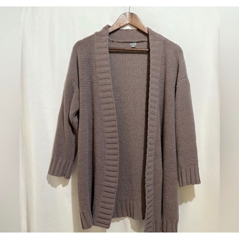 Aerie Women's Small Dusty Mauve Purple Chunky Knit Open Front Long Cardigan